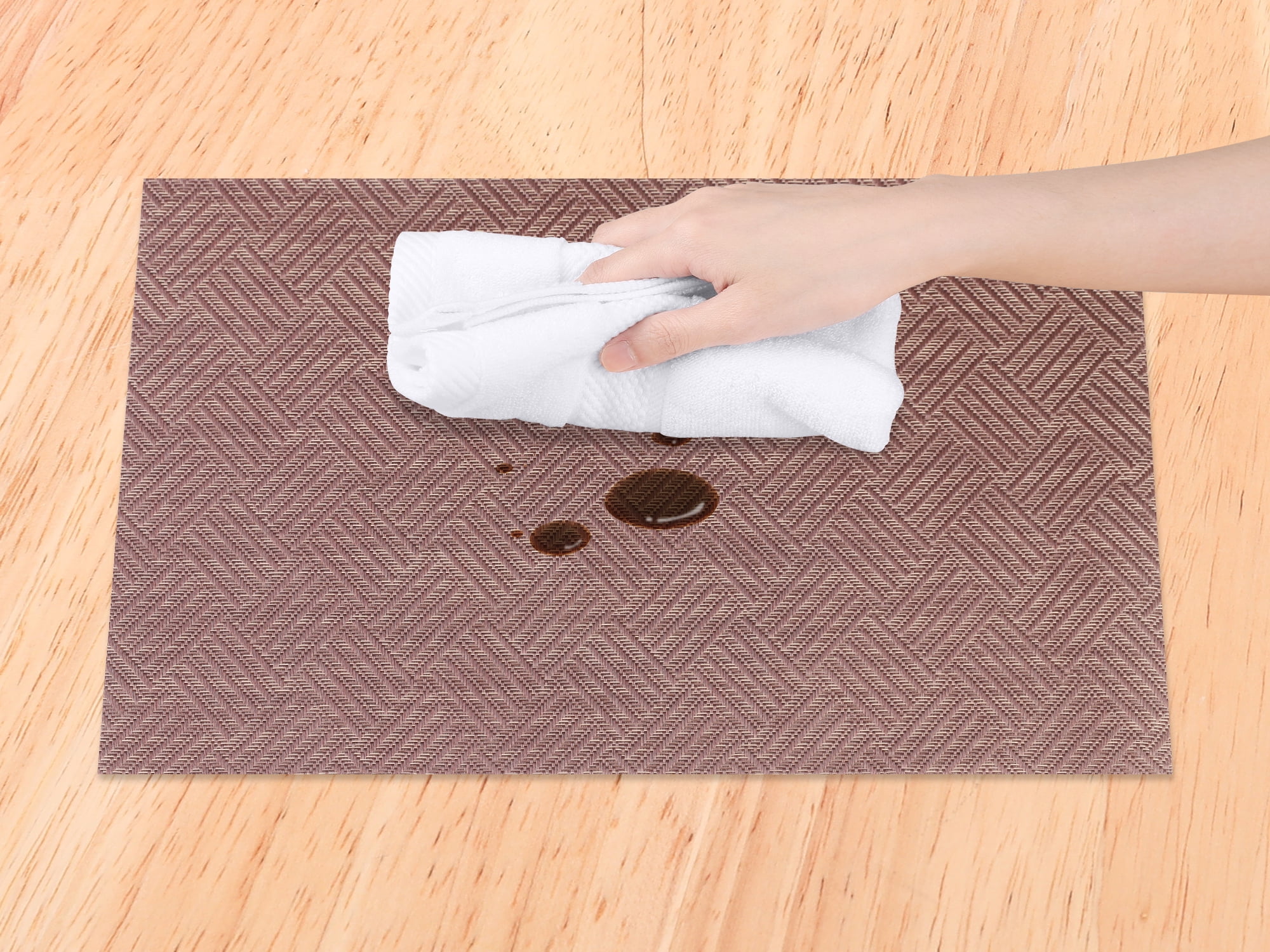 Unique Bargains 6 Pack Polyvinyl Chloride Placemats for Kitchen Dining Table Bronze