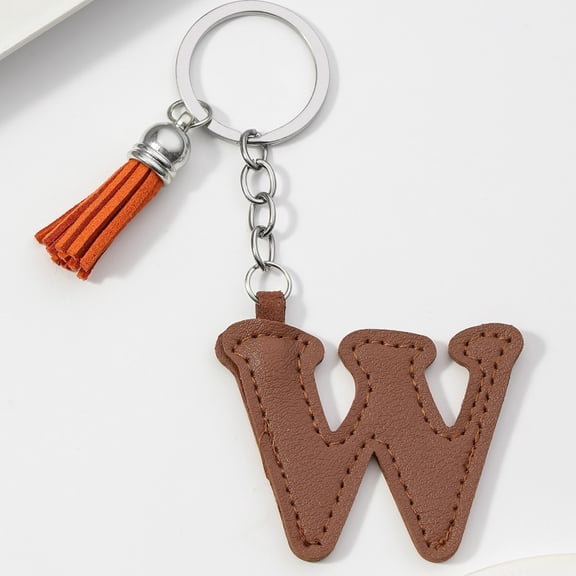 Suitable for Compatible with Cross-Border New PU Leather 26 English Alphabet Keychain Colorful Leather Tassel Single Letter Pendant