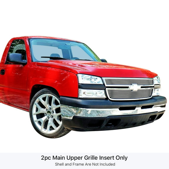 APS 2006-2006 Chevy Silverado 1500 New Style Stainless Steel Billet Grille 8x6 horizontal billet