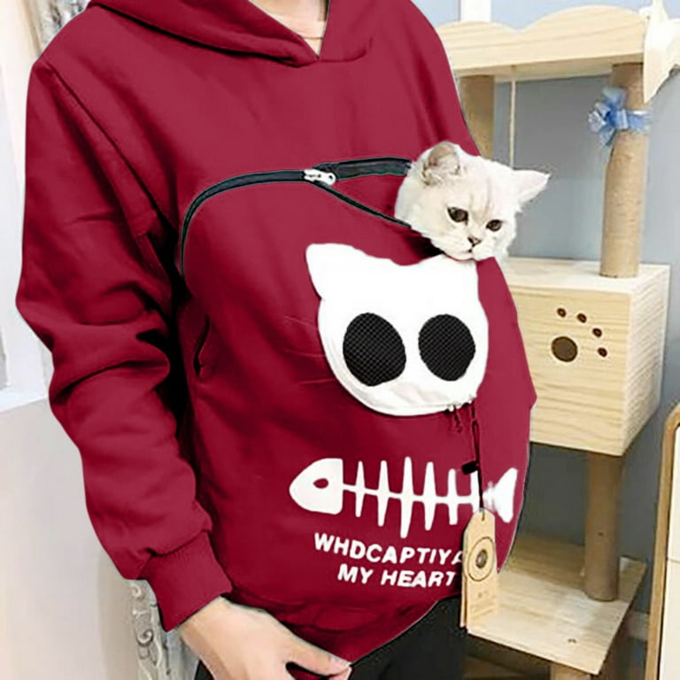 Cat carrying sweatshirt sales