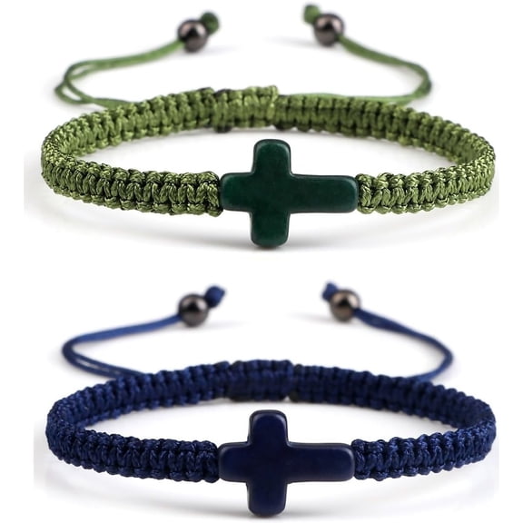 Zephyriana Handmade Braided Rope Jesus Christian Cross Bracelet Colorful Bulk Catholic Bracelets Religous Christian Friendship Gifts