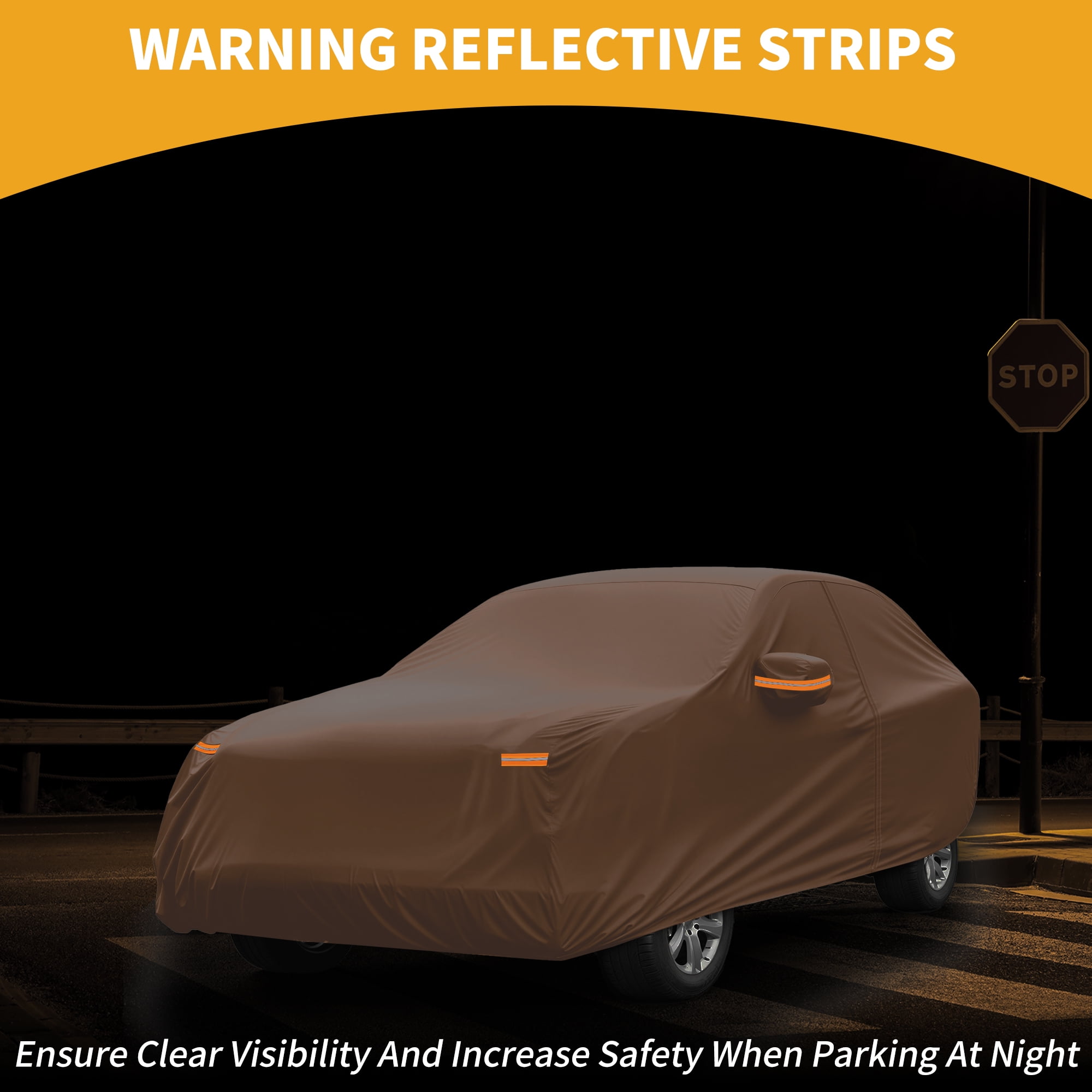 Unique Bargains Waterproof Car Cover for Subaru Forester 210D-PU Orange with Zippers