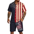 thumbnail image 2 of Men's Independence Day 2 Pieces Summer Outfits Short Sleeve Button Down Shirts and Beach Shorts US 250 Anniversary Casual Vacation Outfits, 2 of 6