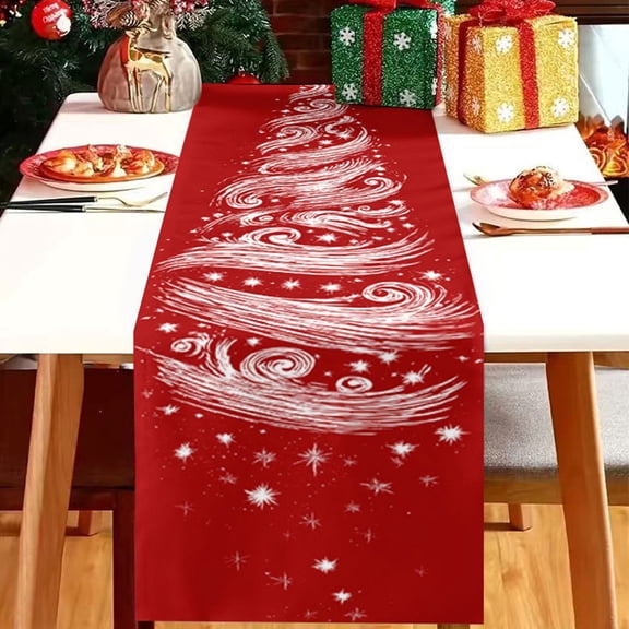 Cififendec Christmas Snowflake Printed Table Runner, 72"×13", Festive Decorative Table Runner for Dining Table Xmas Family Gathering
