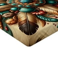 thumbnail image 2 of Ambesonne Rustic Fitted Sheet, Boho Earthy Feathers Mandala, King Size, Teal Cinnamon Brown, 2 of 3