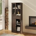 thumbnail image 6 of Kitchen Pantry, Lofka 67" Kitchen Pantry Cabinet with Glass Door & Shelves & 2 Drawers, Dark Brown, 6 of 9