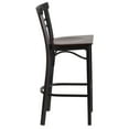 thumbnail image 6 of Flash Furniture 2 Pk. HERCULES Series Black Two-Slat Ladder Back Metal Restaurant Barstool - Walnut Wood Seat, 6 of 8