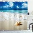 thumbnail image 1 of Seashells Ocean Decor  Nautical Picture Bright Sunny Sand Waves, Bathroom Accessories, 69W X 84L Inches Extra Long, By Ambesonne, 1 of 3