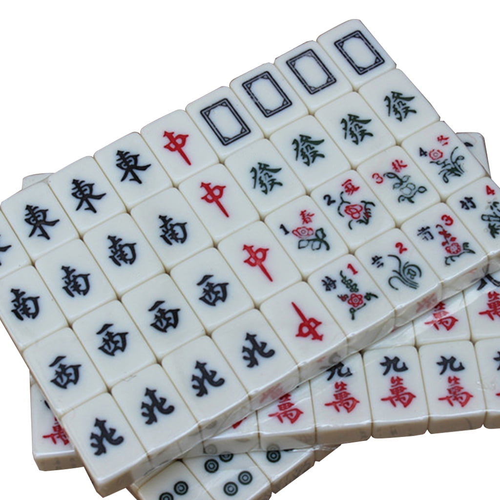 Portable Mahjong Set 146 Tiles Mah-jong with Case Dices indicator Game All Set