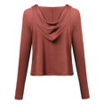 thumbnail image 2 of FashionOutfit Women's Solid Caged Front Long Sleeves Cropped Hoodie, 2 of 3