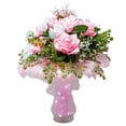 thumbnail image 4 of Pink & White Handcrafted Fabric Rose Bouquet with LED Lights, 4 of 6