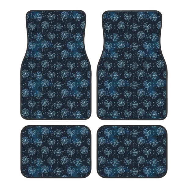 Fotbe Dandelions Juego de 4 Tapetes para Auto con Estampado – Alfombrillas de Goma Reforzada, Diseño Antideslizante, Protección para Todo el Año – Vehículos, Autos, Camionetas y SUVs
