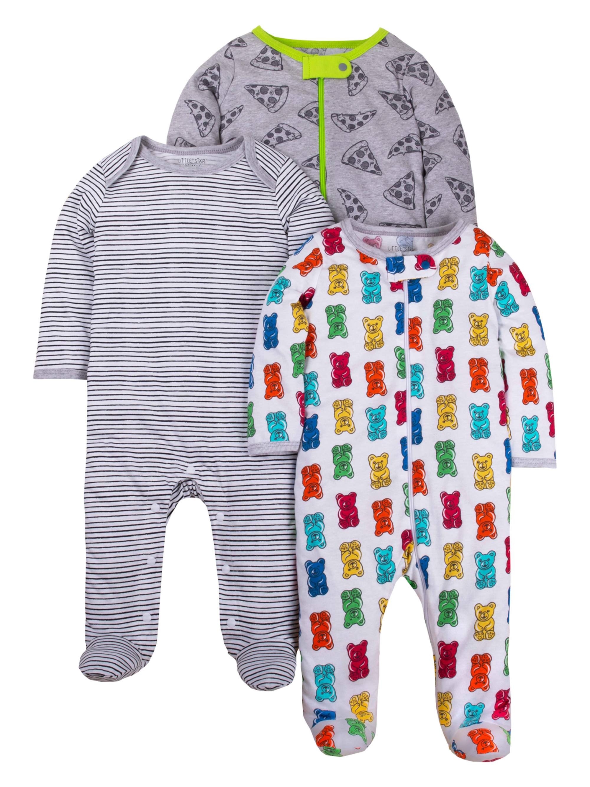 Little Star Organic Newborn Baby Boy Sleep 'N Play Footed Pajamas, 3