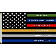 3x5FT Salute Thin Multi Line Flag Military Police Fire Corrections Dispatch EMS