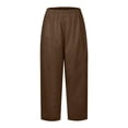 thumbnail image 3 of TRUBKH Linen Pants Women Tall Sweatpants for Women Baggy Pants Pull On Pants for Women Summer Pants for Women Cruise Pants Wide Leg Cotton Linen Pant Linen Cotton Blend Pants Coffee 3XL, 3 of 4