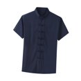 thumbnail image 2 of yuksok China Clothes Tang Shirt Short Sleeves Fashionable Wear Uniform Kung Fu Clothing Blue, 2 of 9