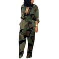 thumbnail image 3 of Awdenio Women's Jumpsuits, Rompers & Overalls , Women Fashion Wide Leg Pants Pocketed Long Sleeve Camouflage Jumpsuit, 3 of 9