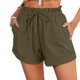 thumbnail image 1 of Pantalones cortos de mujer Pantalones cortos con volantes de cintura elástica Pantalones casuales con dobladillo enrollado con cordón Pantalones de verano de color puro Verde XXL, 1 of 5