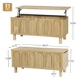 thumbnail image 4 of YOCWO Lift Top Coffee Table with Hidden Compartment & Storage Shelve, Arched Fluted Coffee Table for Living Room, Oak, 4 of 7
