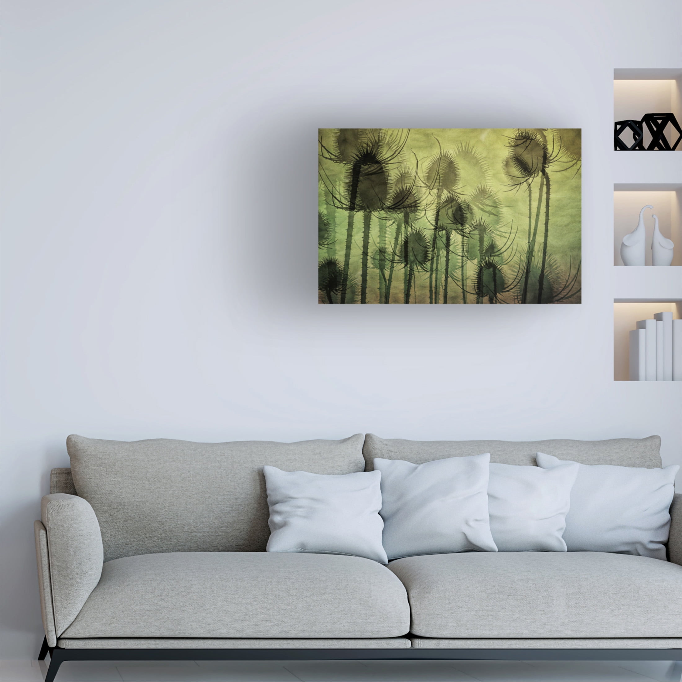 Canvas Wall Art - Katarina Holmstrom 'Wild Teasel' Wall Art for Living Room, Bedroom, or Office Décor by Trademark Fine Art - 32 x 22 Inches