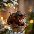 thumbnail image 3 of 2026 Highland Cow Acorn Ornaments, 2D Flat Acrylic Cartoon Cow Hanging Decor, Cute Animal Christmas Tree Ornaments for Holiday Home Party Decorations (C, 1pcs), 3 of 4