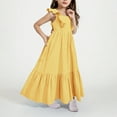 thumbnail image 6 of vdgthytj Girls Summer Dresses Bow Tie Back Ruffle Sleeve Sundress A-Line Beach Party Long Dress for 4-15 Years, 6 of 8