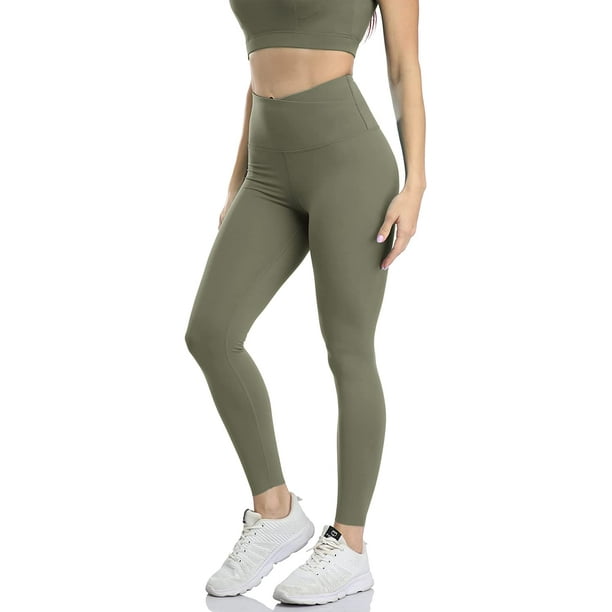 icyzone Crossover Leggings for Women, High Waisted Workout Yoga