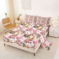 thumbnail image 2 of Erosebridal Cute Couple Cat Bed Sheets for Kids, Rose Love Heart King Sheets, 4pcs, 2 of 5