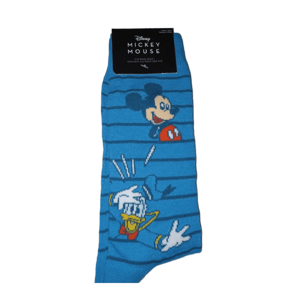 Adult Mickey Mouse Novelty Crew Socks Blue (Shoe Size 6-12)