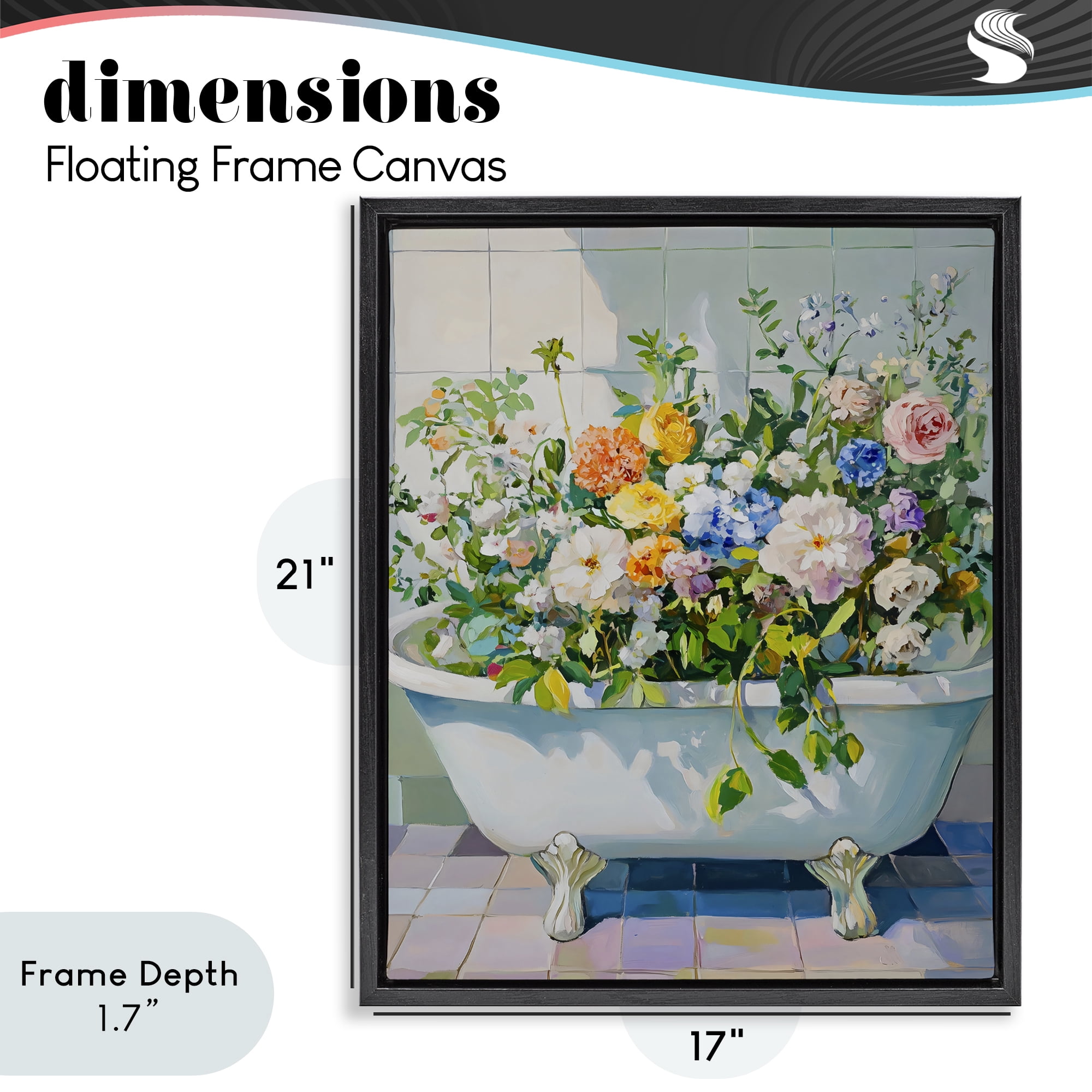 Stupell Industries Vintage Bathtub Bouquet Overgrowth Black Framed Floater Canvas Wall Art, design by The Prints Vibe