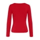 thumbnail image 4 of Top de manga larga con cuello en V profundo, fruncido en la cintura y forro polar para mujer - Túnica cruzada ajustada para fiestas/ocasiones informales, 4 of 4