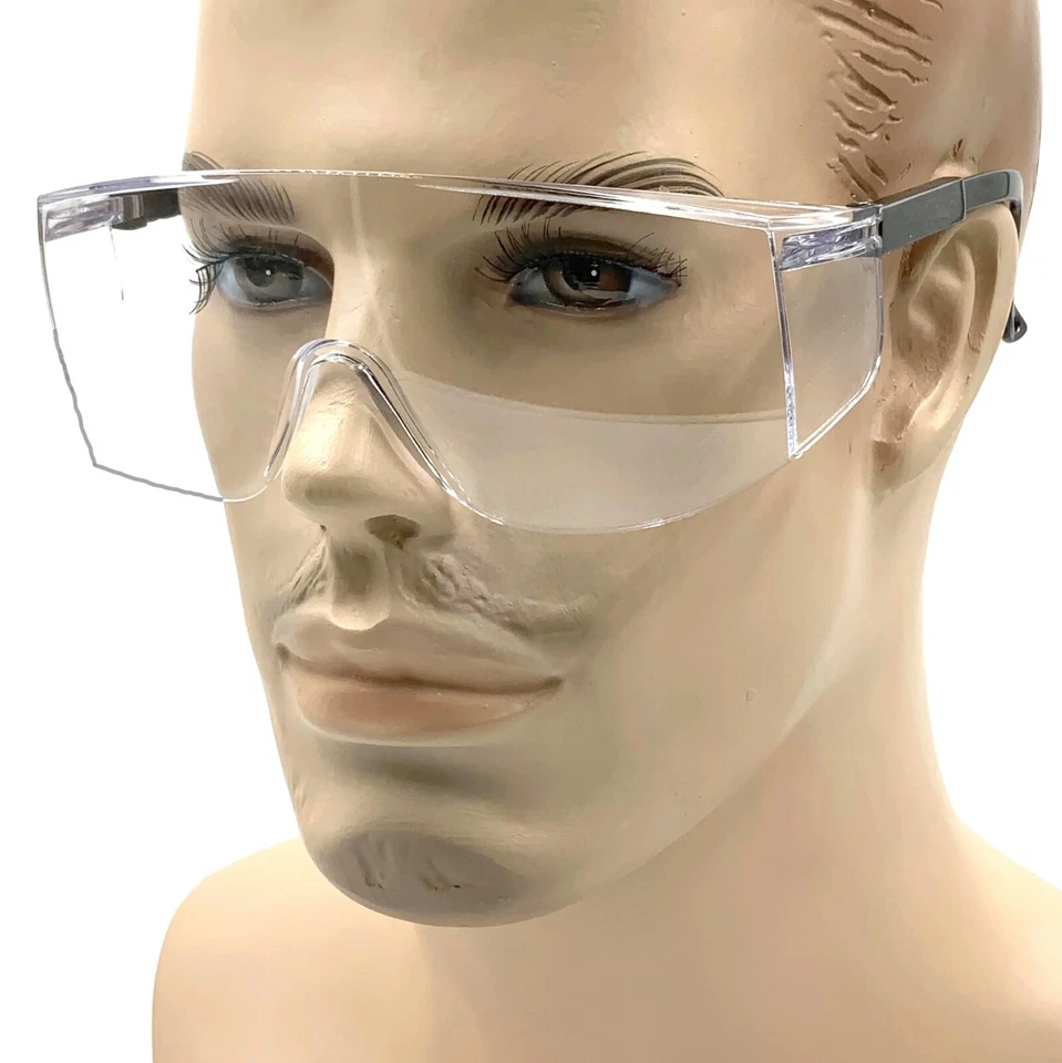 CIRCLE- 4 Pcs Safety Goggles Glasses Anti Fog Lens Black Chemical Work Lab Protective