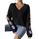 thumbnail image 3 of Suéteres de Larga de Crochet con Estampado Floral Bohemio Clásico para Mujer, Jersey Informal de Punto para Otoño-Invierno 2025. Negro S, 3 of 9
