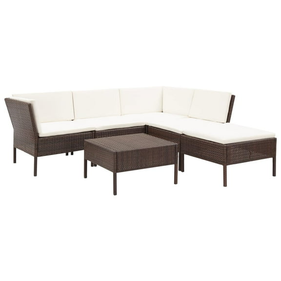 vidaXL Garden Lounge Set Brown, Cream White