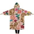 thumbnail image 2 of Oversized Wearable Blanket Hoodie,Dogs with Flowers Sherpa Blanket Hoodie with Super Pockets,Super Warm Fuzzy Pullover for Women & Men, 2 of 6