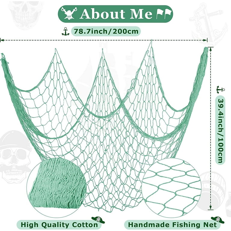 Fraigo Fish Net Decoration Party Decor – Aqua Cotton Netting 39.4