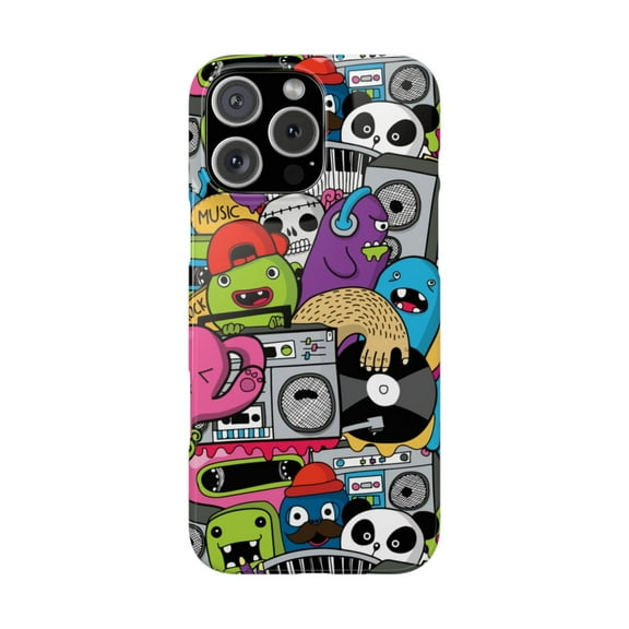 iPhone Slim Case - Domo Monsters Cute Cartoon Panda Cartoon Japanese Flower Art - iPhone 16 Pro Max