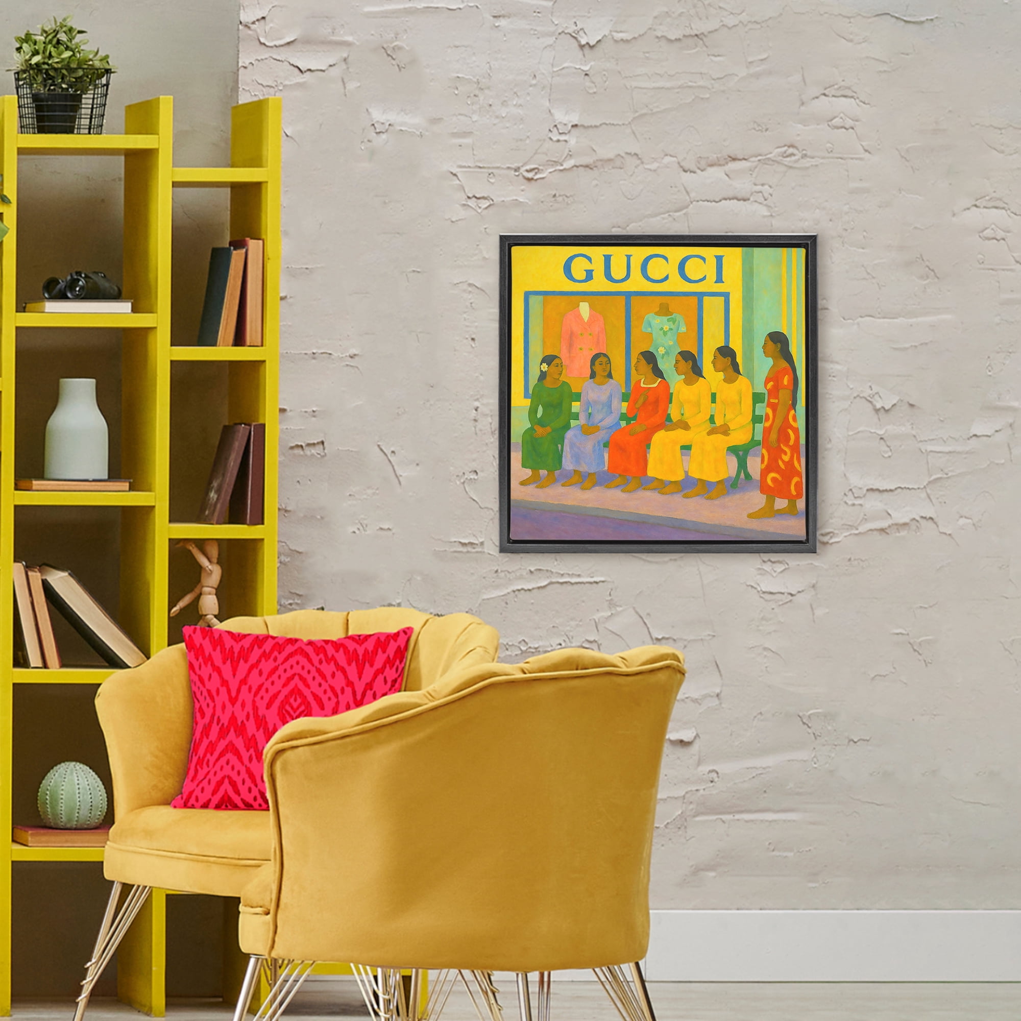 Stupell Industries Gaugin Style Glam Black Framed Floater Canvas Wall Art, design by Grotto Studios