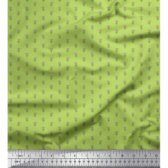 Soimoi Cotton Duck Fabric Leaves & Floral Shirting Print Fabric by The Yard 42 Inch Wide