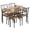 Brown & MDF Chairs, variant on Homhougo Dining Table Set for 4, Kitchen Table and Chairs, Metal and Wood Rectangular Dining Room Table Set with 4 Upholstered Chairs, 5 Piece Dining Set for Small Space, Apartment, Grey