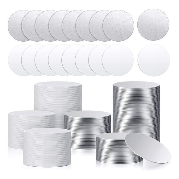 Juego de Pegatinas Aluminio en para SublimacióN, Bandeja Colgante Bisel Redondo , Hoja Aluminio, Discos SublimacióN (100 Piezas)