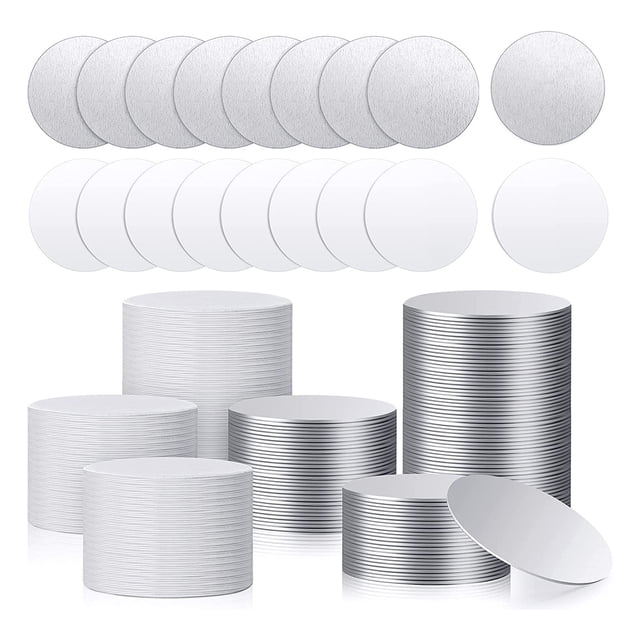 Juego de Pegatinas Aluminio en para SublimacióN, Bandeja Colgante Bisel Redondo , Hoja Aluminio, Discos SublimacióN (100 Piezas)