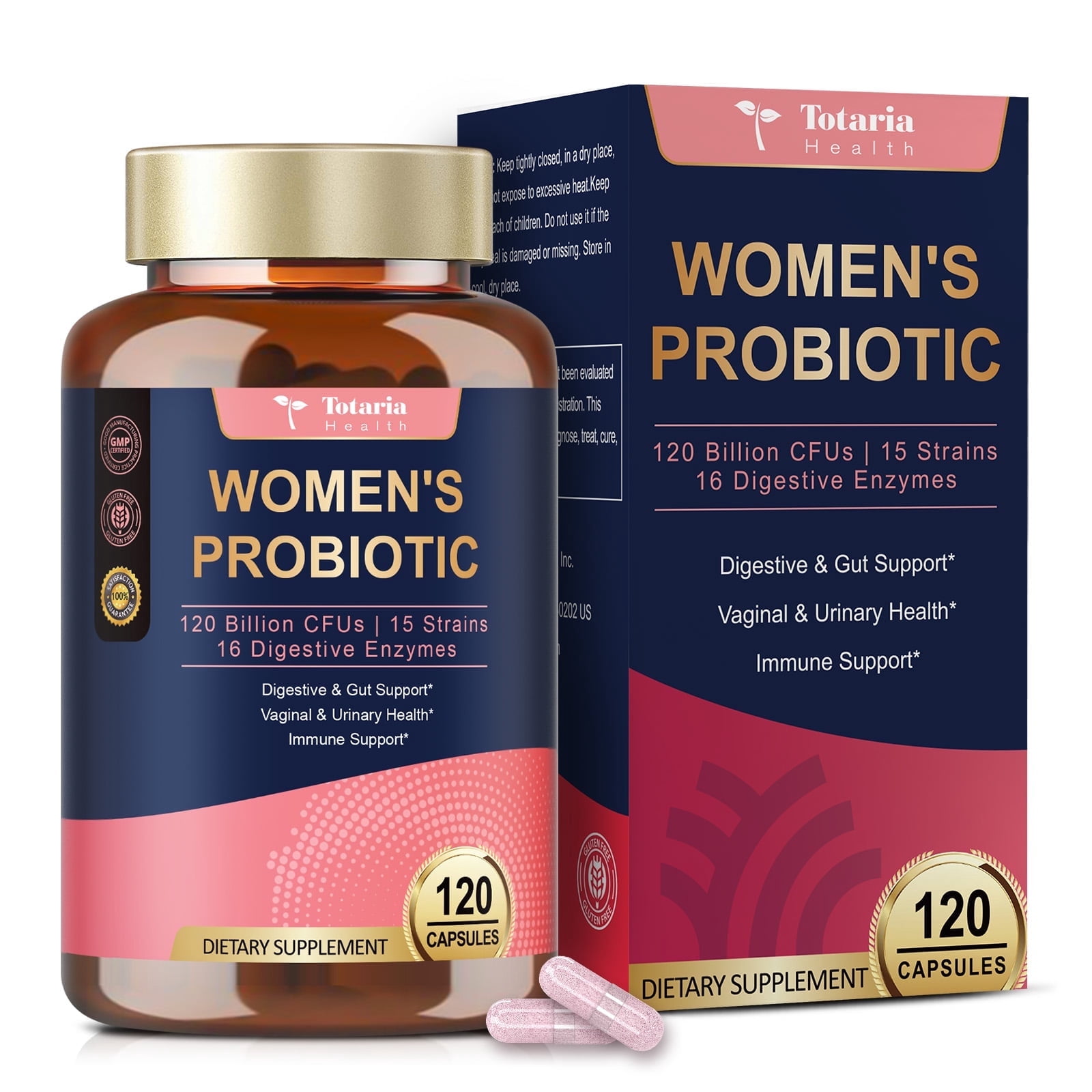 Totaria Probiotics for Women for Gut, Vaginal & Immune Health, 120 Vegan Capsules