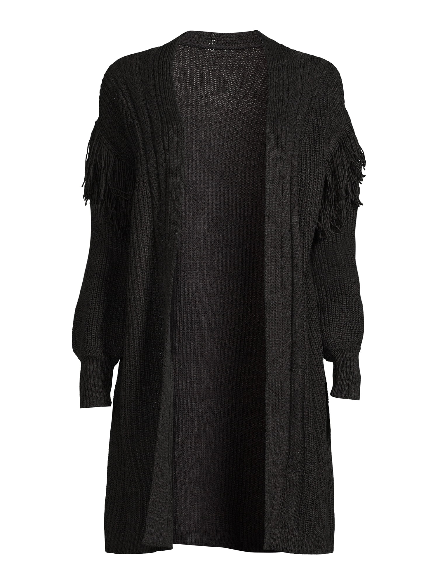 Time and Tru Women's Stitch Fringe Cardigan