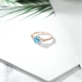 thumbnail image 5 of Gem Stone King 10K Rose Gold Blue Apatite White Created Sapphire and White Diamond Accent 3-Stone Engagement Ring for Women (0.96 Cttw, Round 6MM, Gemstone Birthstone, Size 9), 5 of 6