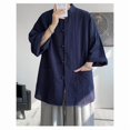 thumbnail image 2 of 2025 New Chinese Style Men's Linen Short Sleeve Shirt, 2 of 5
