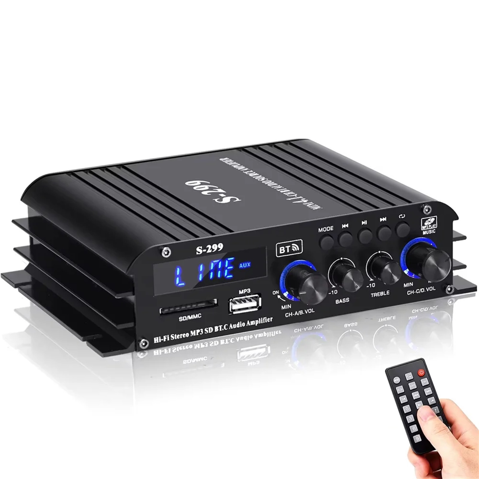 Amplificatore DSP Per Auto 4 Canali Classe A/B – 50W RMS, DC12V, Filtri Basso/Alto Regolabili E Riduzione Del Rumore