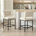 thumbnail image 4 of Zesthouse 26.4" Modern Counter Stools Set of 2, Linen Fabric Bar Stools with Back and Metal Legs, Extra Thick Upholstered Counter Height Chairs for Kitchen Island, Beige, 4 of 13
