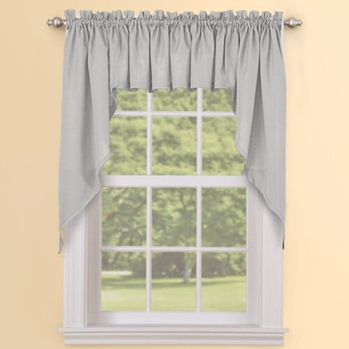 Solid Textured Swag Window Curtain PairGray