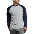 thumbnail image 4 of SLM Men's Long Sleeve Cotton Baseball Raglan Tee Shirt Jersey -Gray/Navy-Small, 4 of 4